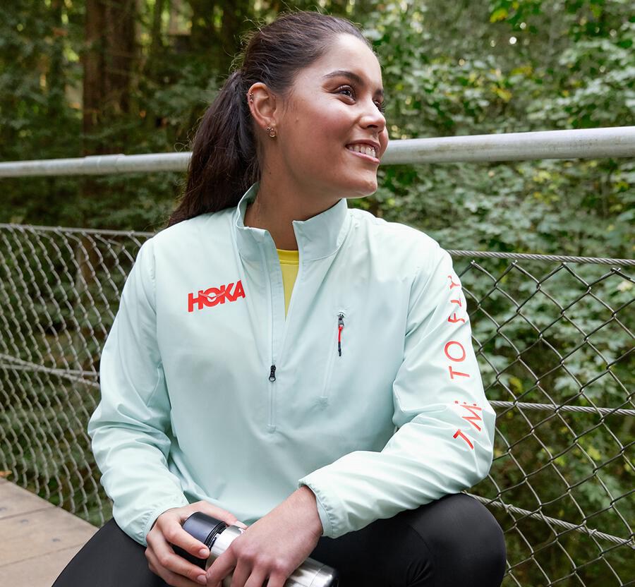 Hoka One One Womens Jackets - Wind-Resistant - Blue - VXWR18790